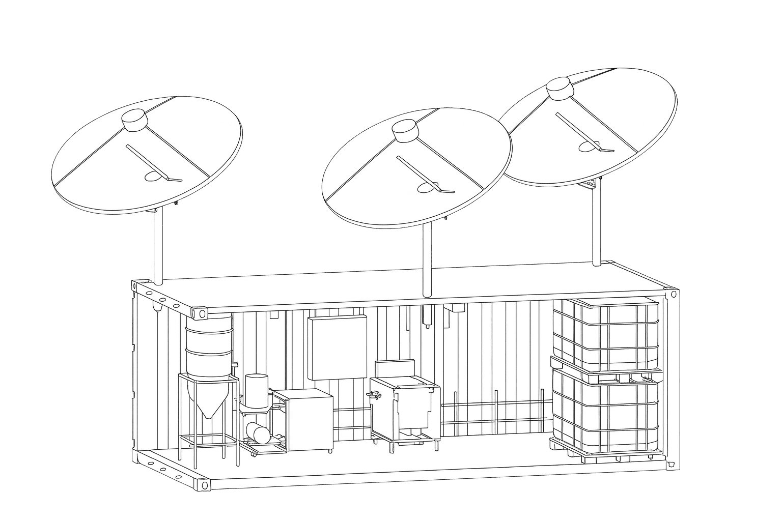 Technical schematic of WATERBOX container interior
